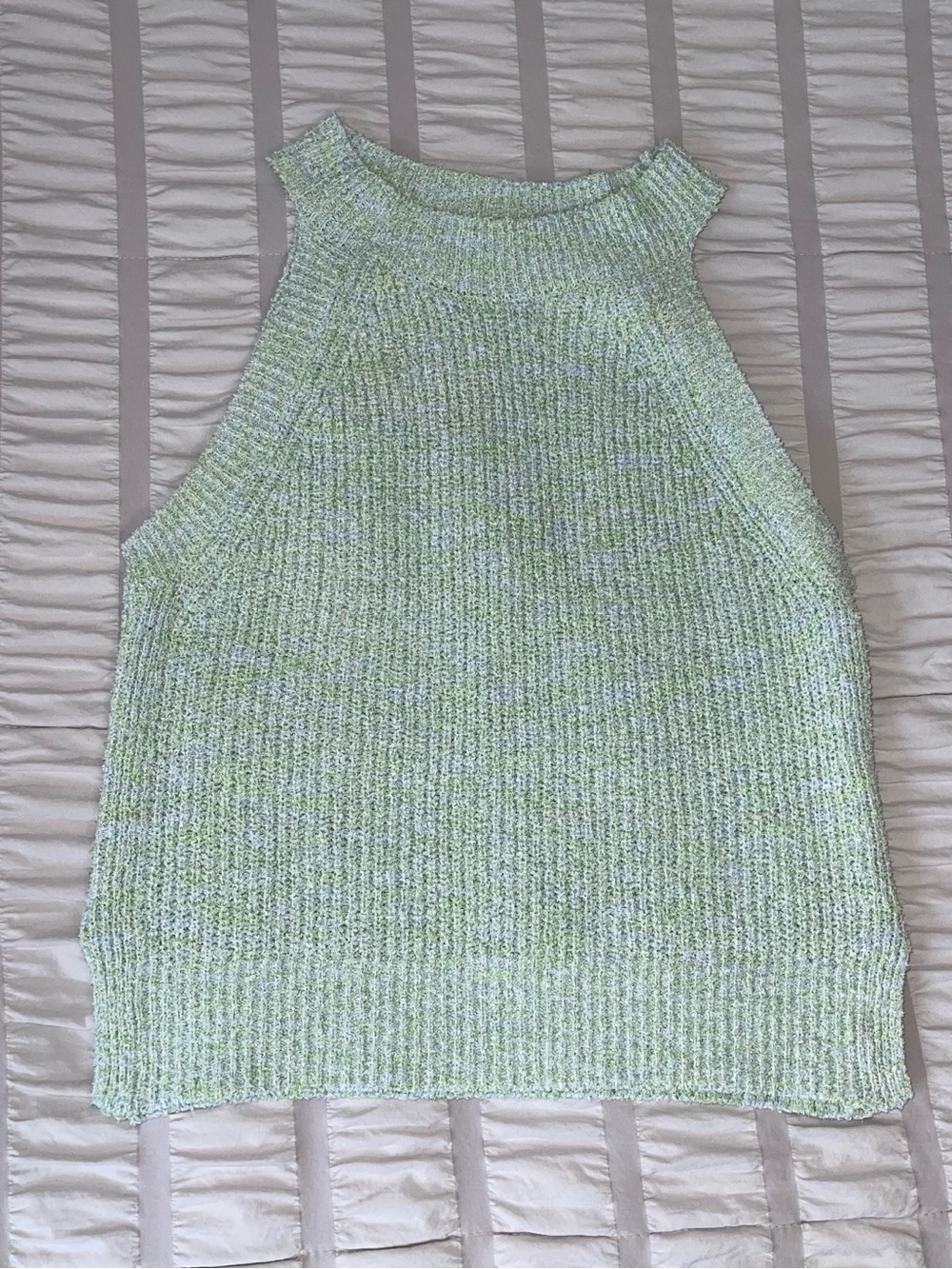 Light Green Rib Knit Halter Tank Top